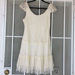 Ivory Lace Drop Waist Dress